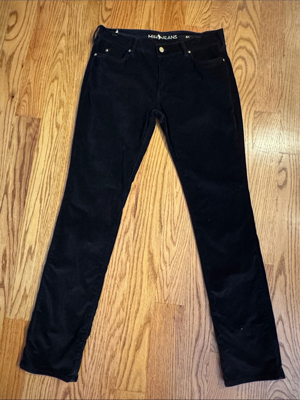 MIH Jeans Women’s Straight Leg Black Corduroy Jeans